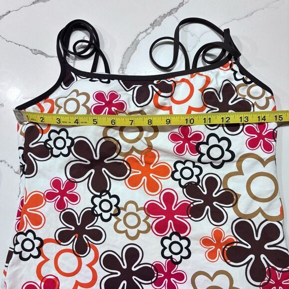 La Blanca by Rod Beattie | Retro Flower Pattern Takini Swim Swimsuit Top Size 12 - Picture 15 of 16